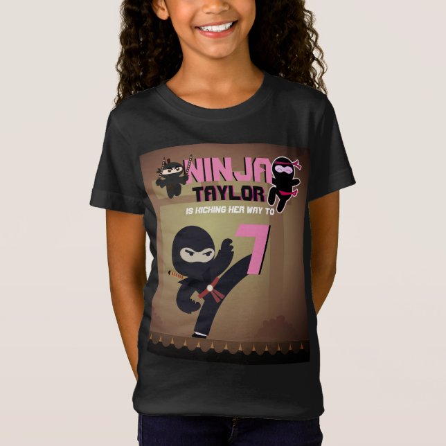 T-Shirt Filles NINJA KickingIt Karate Guerrier Anniversair (Devant)