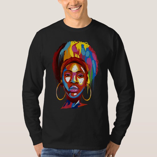 T-shirt Filles noires Queen cheveux naturels Afro Melanin  (Devant)
