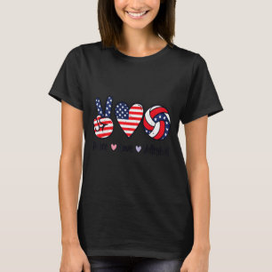 T-shirt Filles Paix Amour Volleyball 4 juillet Américain