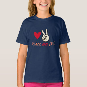 T-shirt Filles Paix et Amour Cœur Mignon et Peti