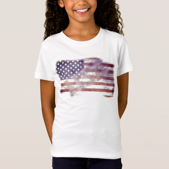 T-Shirt Filles patriotes de drapeau américain des (Devant)