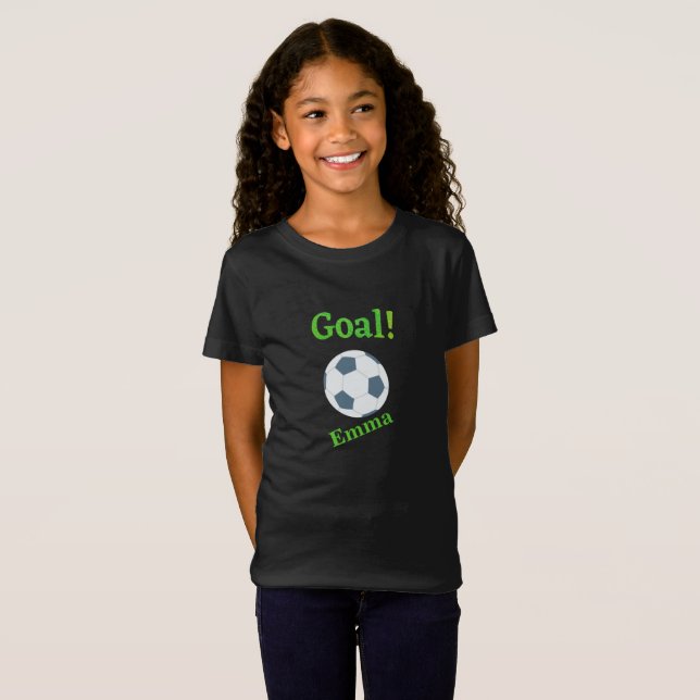 T-Shirt Filles personnalisées Black Green joueur de footba (Devant entier)