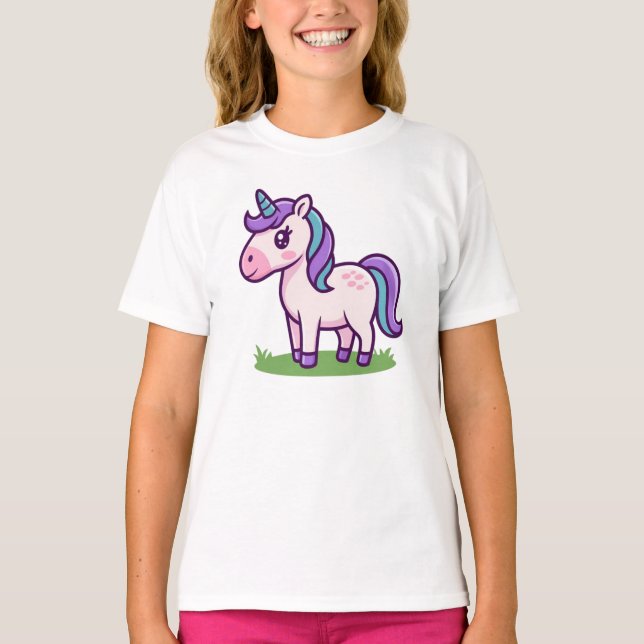 T-shirt Filles personnalisées Cute Unicorn Cheval Enfants  (Devant)