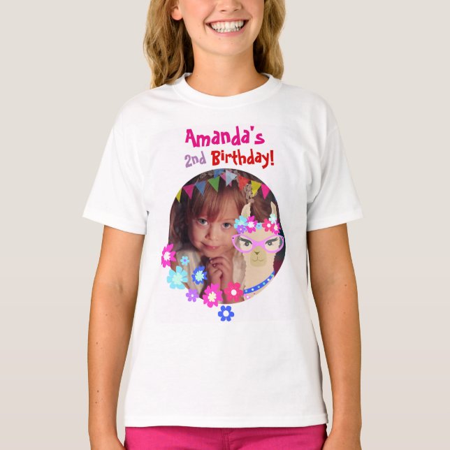 T-shirt Filles personnalisées de fête d'anniversaire de (Devant)