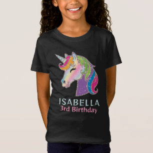 T-Shirt Filles Personnalisées Lumineuses Unicorne Annivers