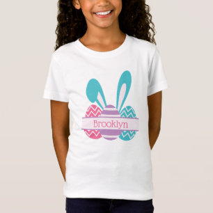 T-Shirt Filles personnalisées Rabbit de Pâques Nom de la c