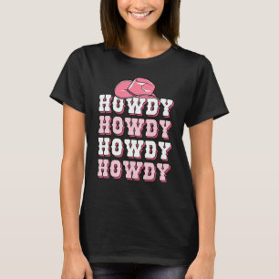 T-shirt Filles Pink Howdy Western Chemise Cowboy Casquette