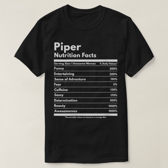 T-shirt Filles Piper Nutrition Facts Cadeau Funny Personal (Design devant)