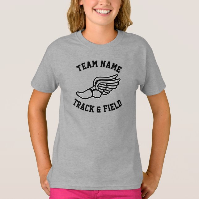 T-shirt Filles Piste et terrain Personnalisé Nom de l'équi (Devant)