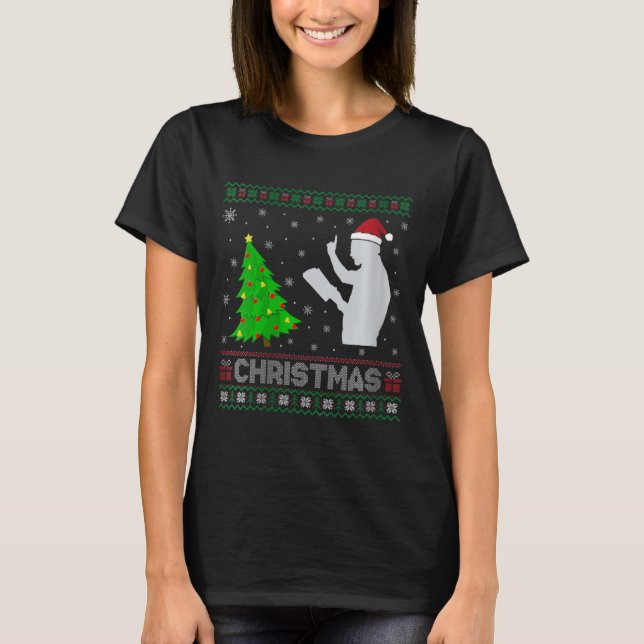 T-shirt Filles Prêcheuse Noël Arbre Éclairage Laide Noël (Devant)