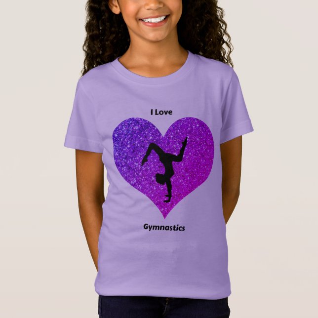 T-Shirt Filles Purple I Love Gymnastique Parties scintilla (Devant)