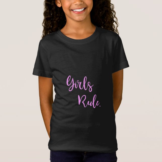 T-Shirt Filles Règle - Texte rose, Cool noir (Devant)