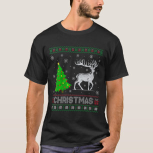 T-shirt Filles Reindeer Xmas Arbre Éclairage Noël laid