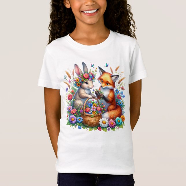 T-Shirt Filles renard lapin mignonnes (Devant)