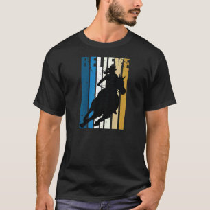 T-shirt Filles Rétro Cheval Rodéo Équitation Femmes Cowgir