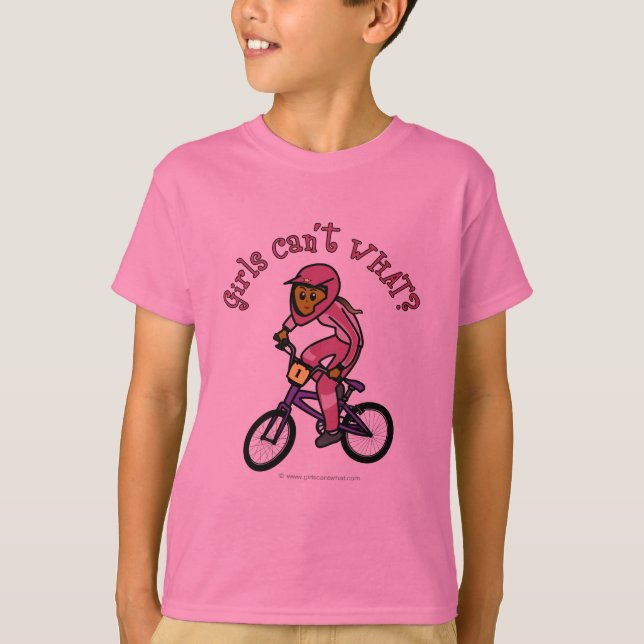 T-shirt Filles roses foncées BMX (Devant)