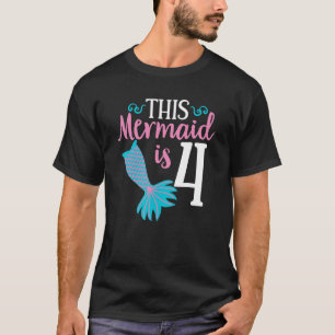 T-shirt Filles Sirènes 4e anniversaire Cette Sirène Est 4 