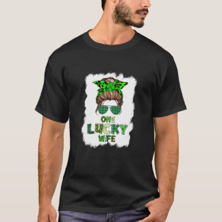 T-shirt Filles St Patrick's Day One Lucky Wife Messy Bun F