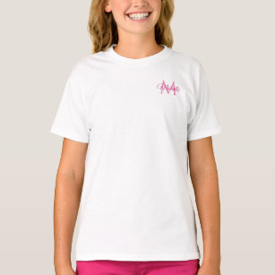 T-shirt Filles T Chemises Monogramme Nom Modèle rose blanc