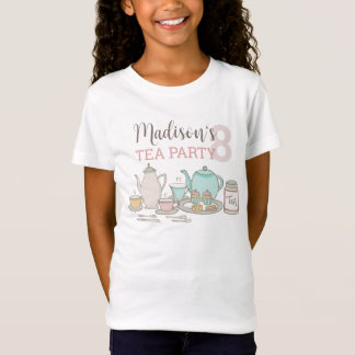 T-Shirt Filles Tea Anniversaire Fête avec nom et âge