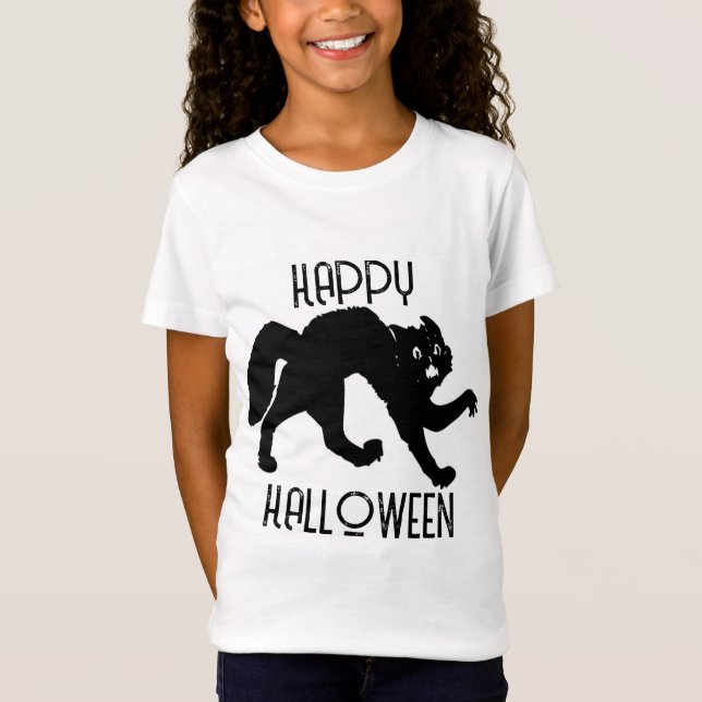 T-Shirt FILLES TEE - SHIRT AVEC CHAT NOIR (Devant)