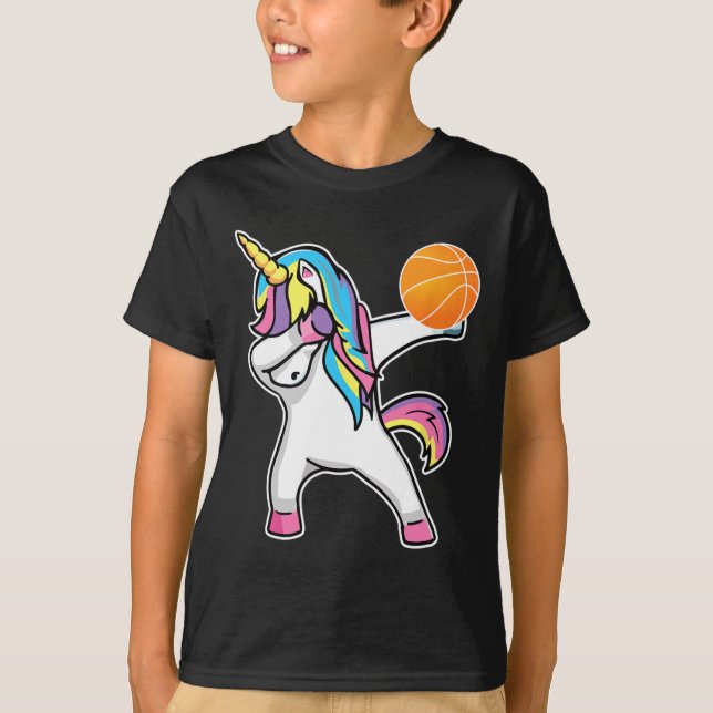 T-shirt Filles Unicorne Dabbing Basketball Joueur Fun Bbal (Devant)