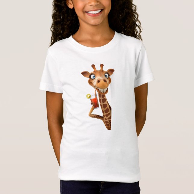 T-Shirt Filles Vêtements - Drôle Giraffe (Devant)