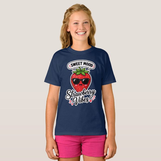 T-Shirt Filles Vibes Fraise Douce (Devant entier)
