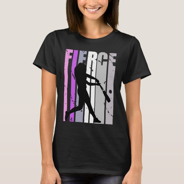T-shirt Filles Violet Baseball Fierce Anniversaire Softbal (Devant)