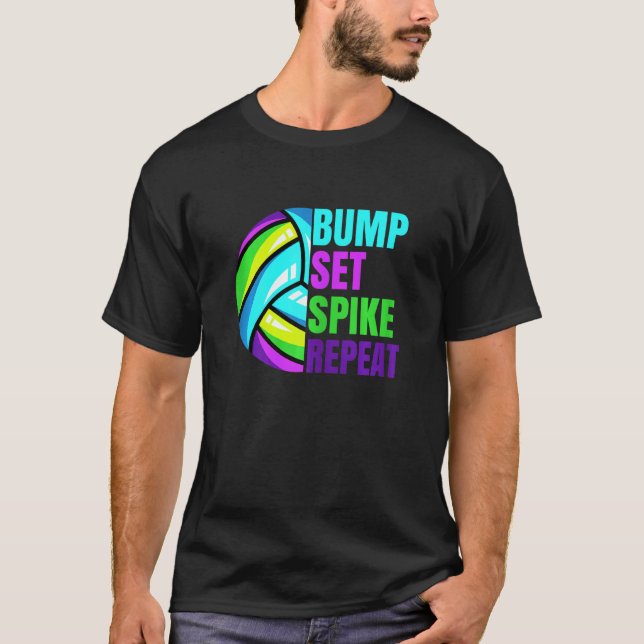 T-shirt Filles Volleyball ensemble de balle Spike Répéter  (Devant)