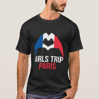 T-shirt Filles Voyage Paris Amour Coeur France Drapeau
