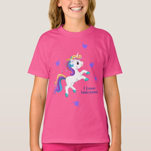 T-shirt Filles Whimsical Turquoise Unicorn Jeudi (Devant)