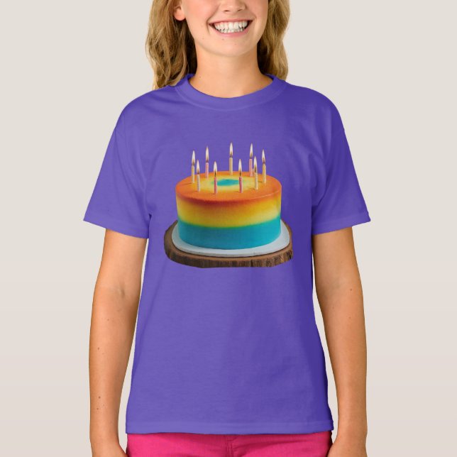 T-shirt Filles's Basic Birthday Cake Fun & Festive Style (Devant)