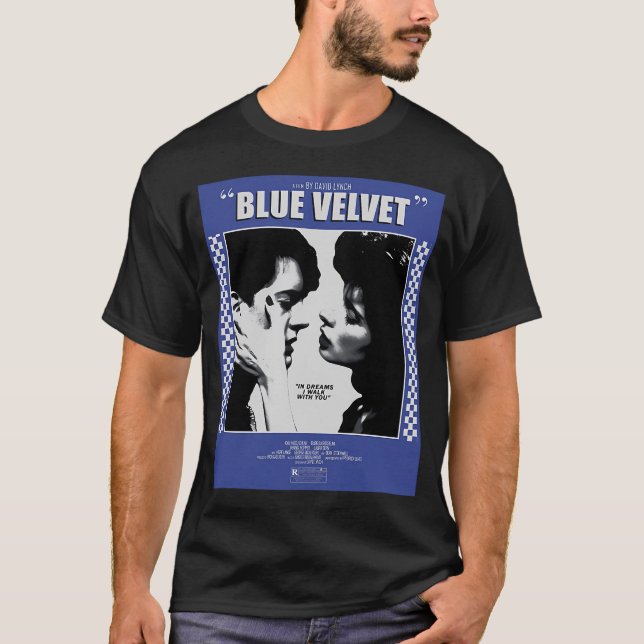T-shirt Film en velours bleu (Devant)
