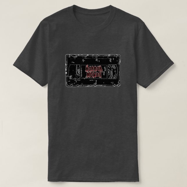 T-shirt Films d'horreur - Cassette vidéo noir sur noir (Design devant)