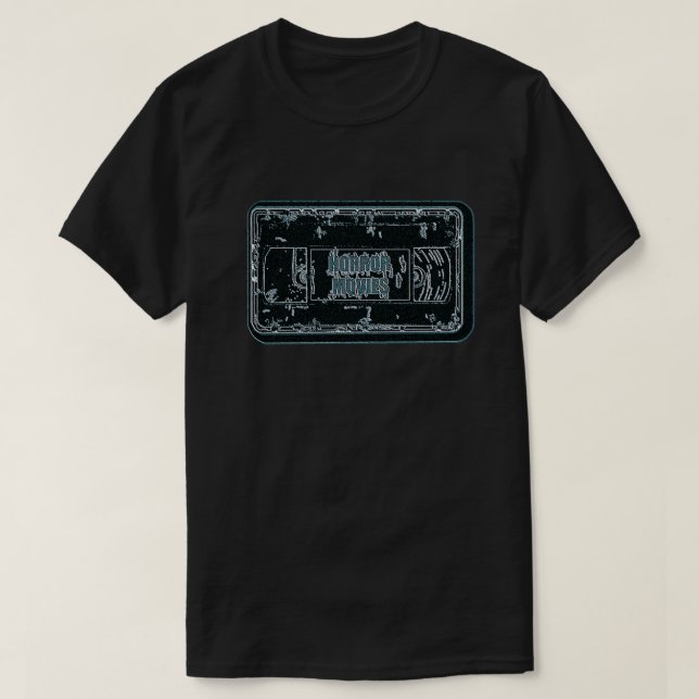 T-shirt Films d'horreur - Vidéo Cassette bleu gris (Design devant)