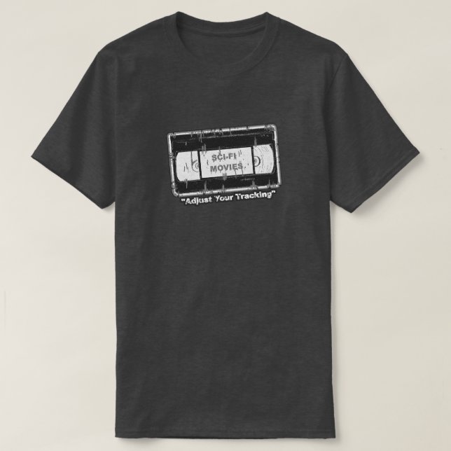 T-shirt Films Sci-Fi - VHS Ajustez votre suivi noir&blanc (Design devant)