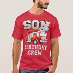 T-shirt Fils Birthday Crew Fire Truck Pompier Famille Ma