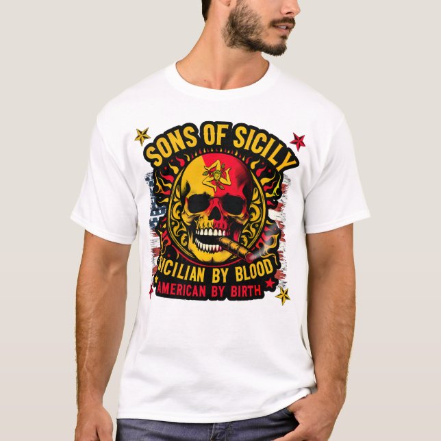 T-shirt Fils de Sicile Sicilien par Blood American par Bir (Devant)