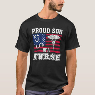 T-shirt Fils Fier D'Une Infirmière Scrub Coeur Stethoscope
