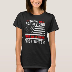 T-shirt Fils Fiers De Pompier Papa Je Rentre Le Rouge Pour