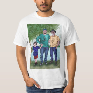 T-shirt Fils, père et grand-père, arrière - plan blanc