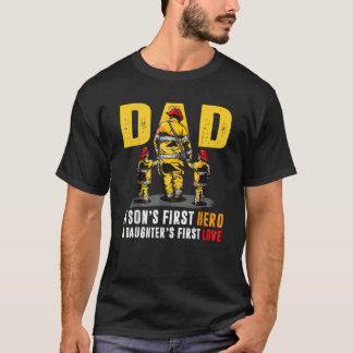 T-shirt Fils père père premier héros de fille premier amou