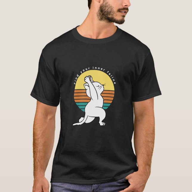 T-shirt Find Your Inner Feline Retro Yoga Cat Present (Devant)