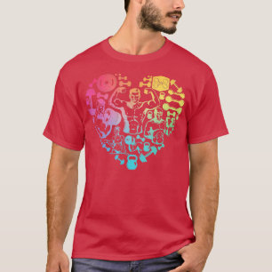 T-shirt finess gym coeur amour Poids lifter Gym Body Buil