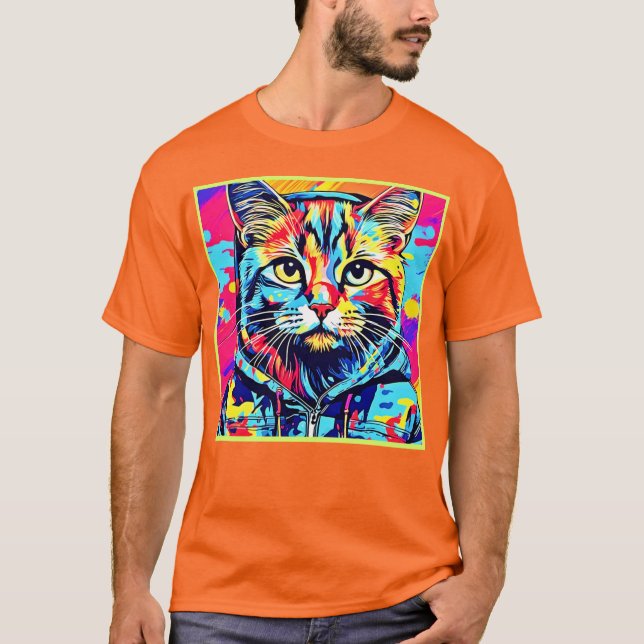 T-shirt Finesse Féline : Meilleure Art de Peinture de Chat (Devant)