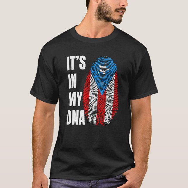 T-shirt Fingerprint DNA Biometry Boricua Flag Puerto Rico (Devant)