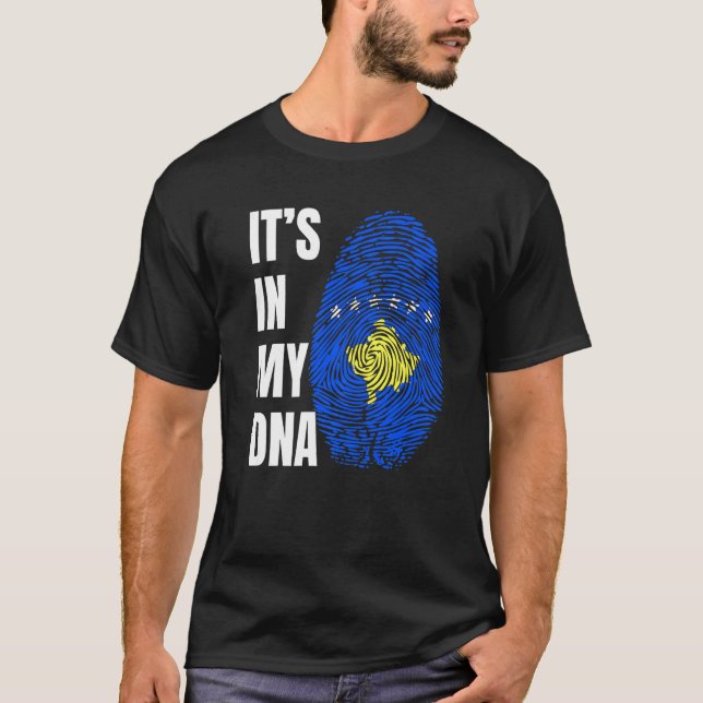 T-shirt Fingerprint DNA Biometry Cosovarian Flag Kosovo   (Devant)