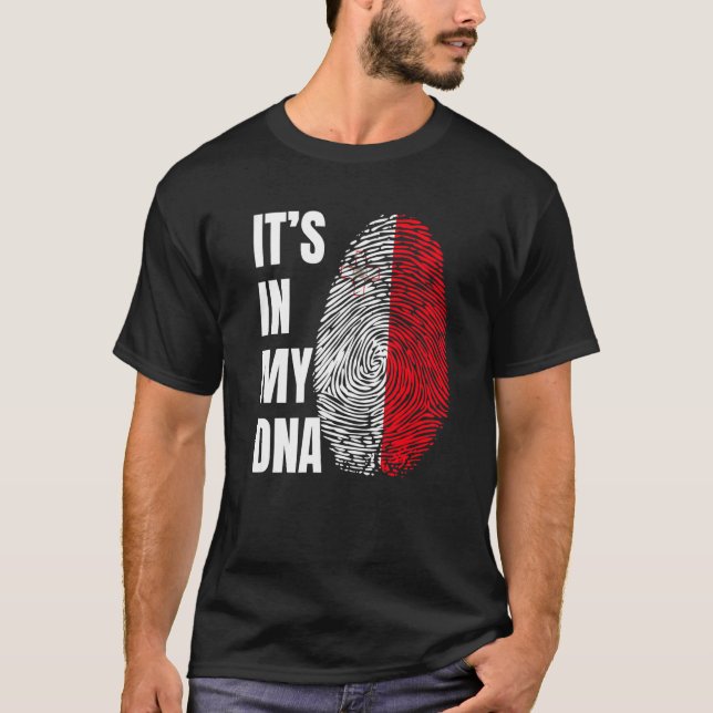 T-shirt Fingerprint DNA Biometry Flag Malta   (Devant)