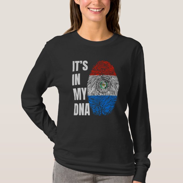 T-shirt Fingerprint DNA Biometry Flag Paraguay   (Devant)
